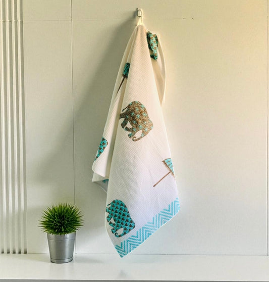 Indian Block Print Beach Towel - The Bamboo Bird