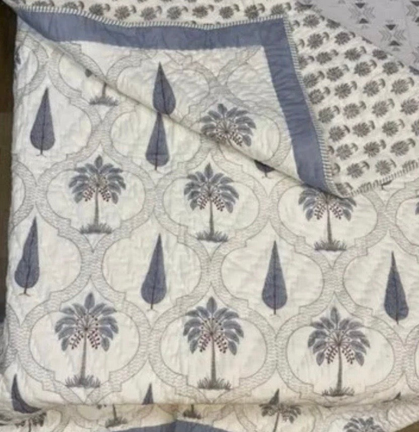Palm Tree Block Print Quilt
