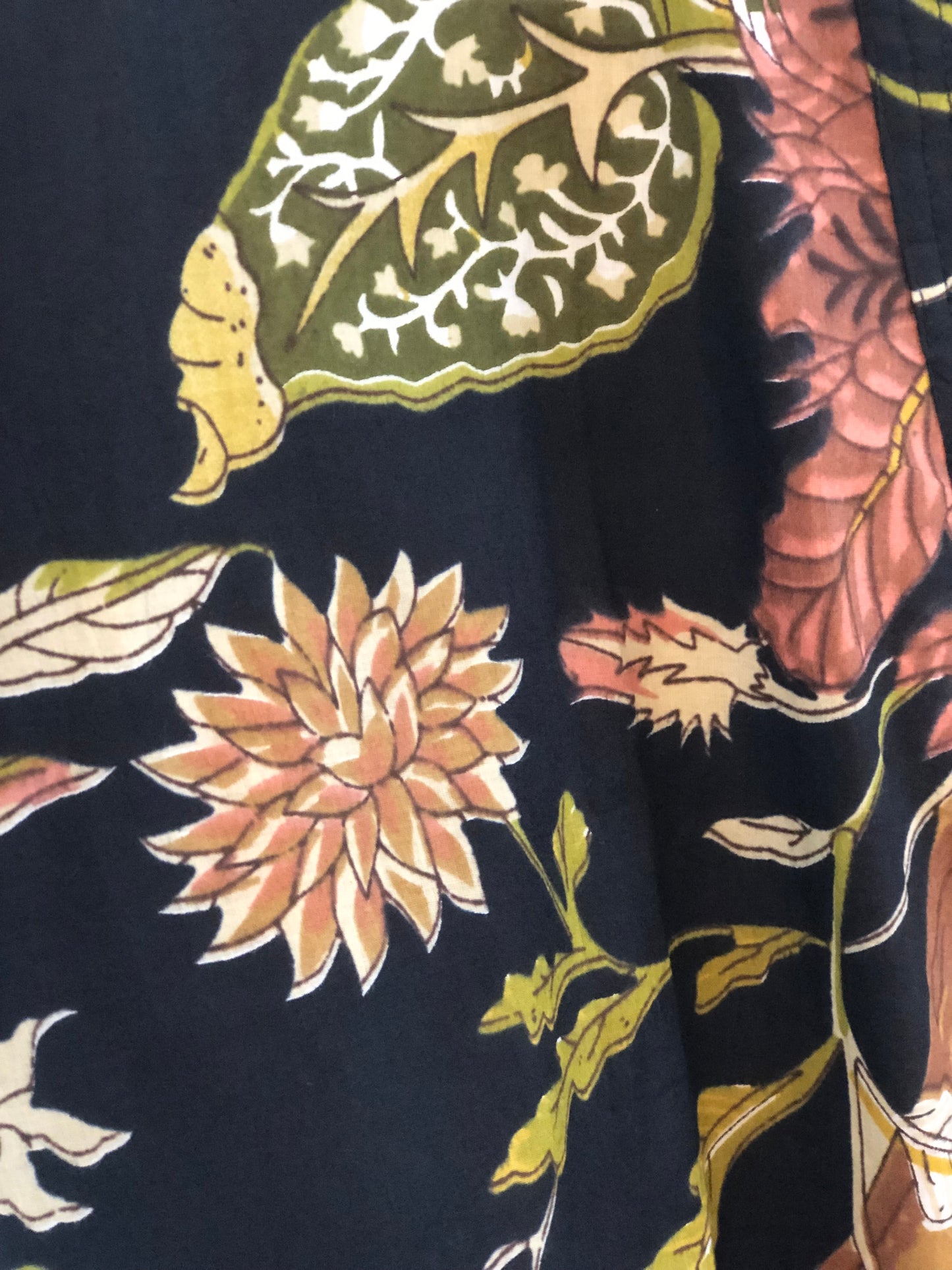 Black Kimono Jacket with Yellow and Green Flowers
