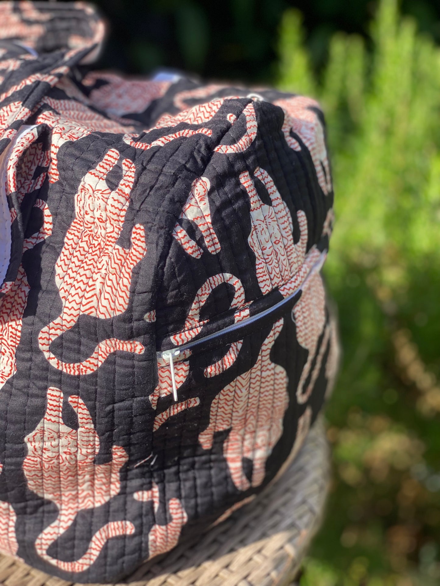 Black Tiger Quilted Weekend Duffel Bag - Stylish Travel Bag | The Bamboo Bird