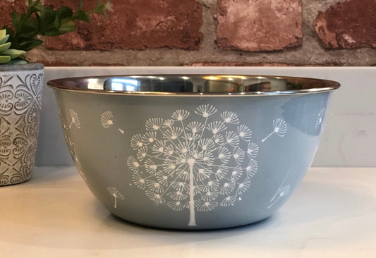 Stainless Steel and Enamel Dandelion Bowl from Kashmir