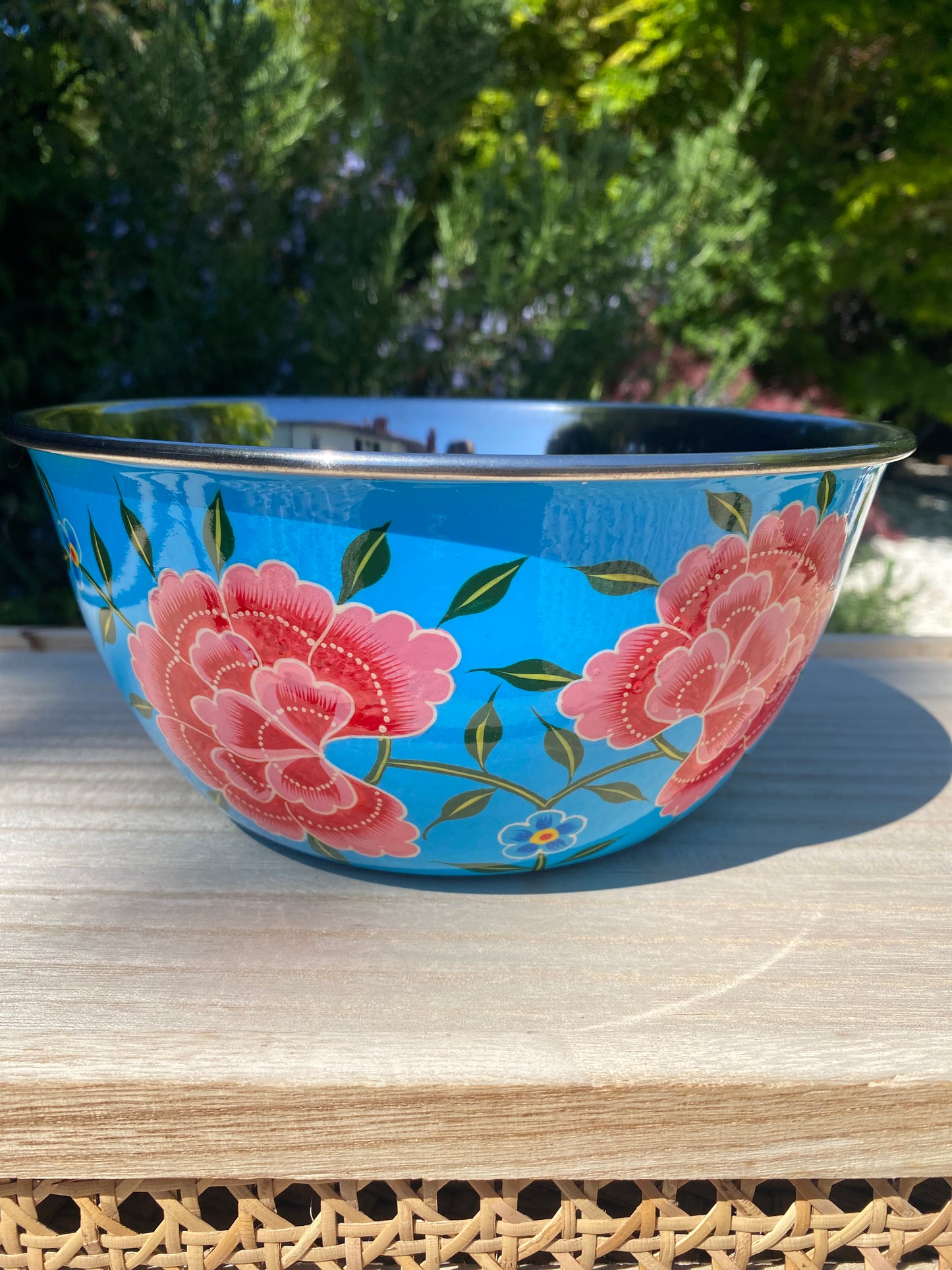 Stainless Steel and Enamel Bowl from Kashmir
