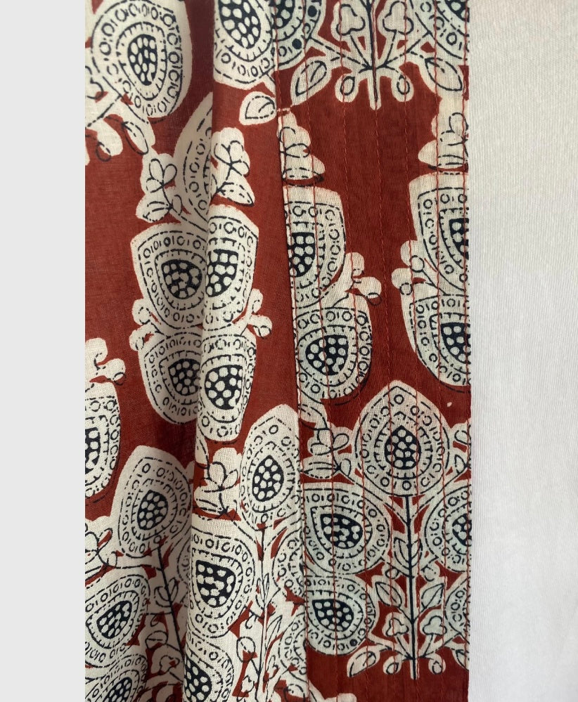Maroon Red Block Print Kimono Jacket