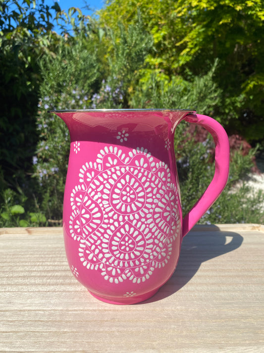 Stainless Steel and Enamel Jug from Kashmir - The Bamboo Bird