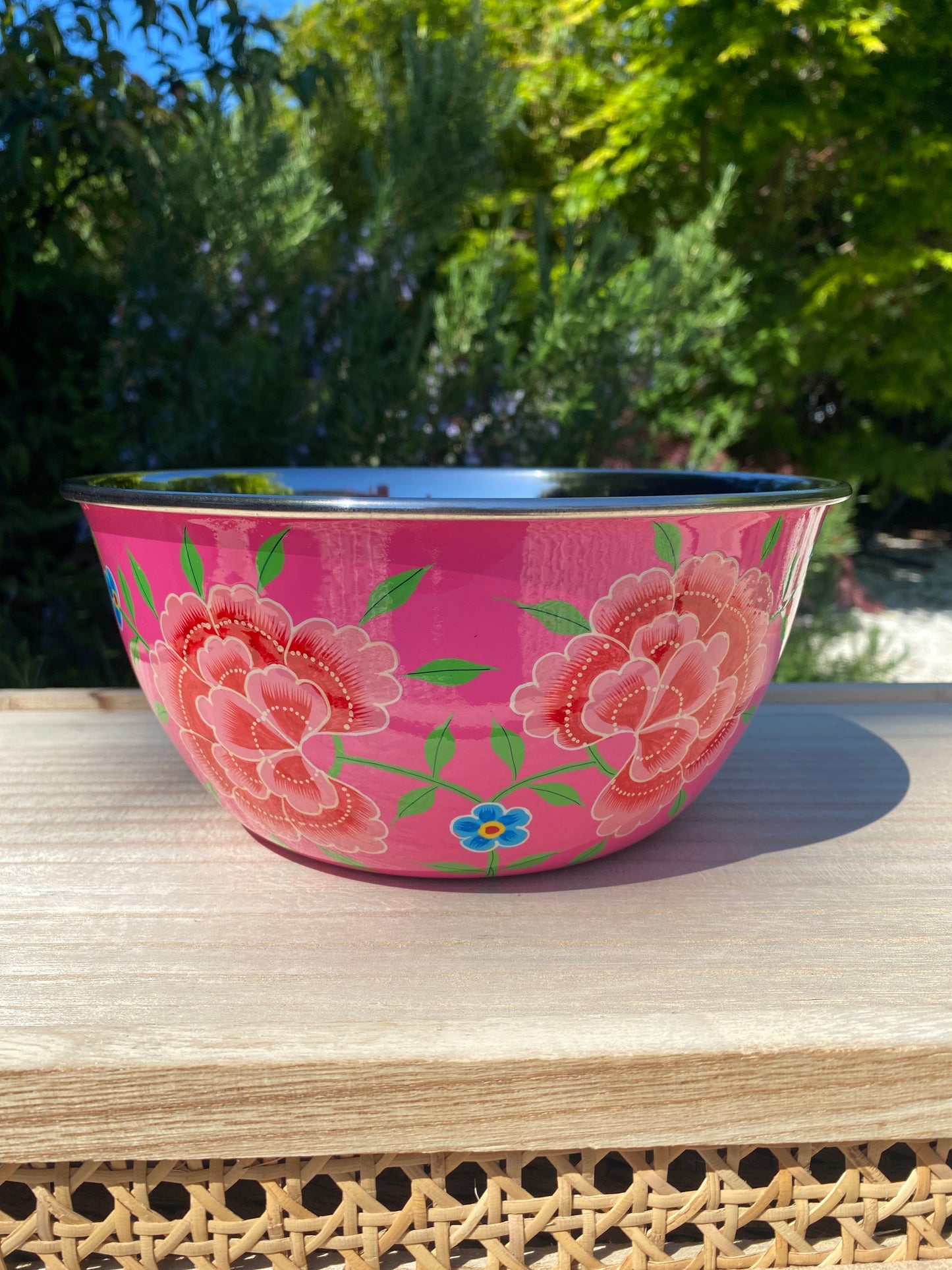 Stainless Steel and Enamel Bowl from Kashmir