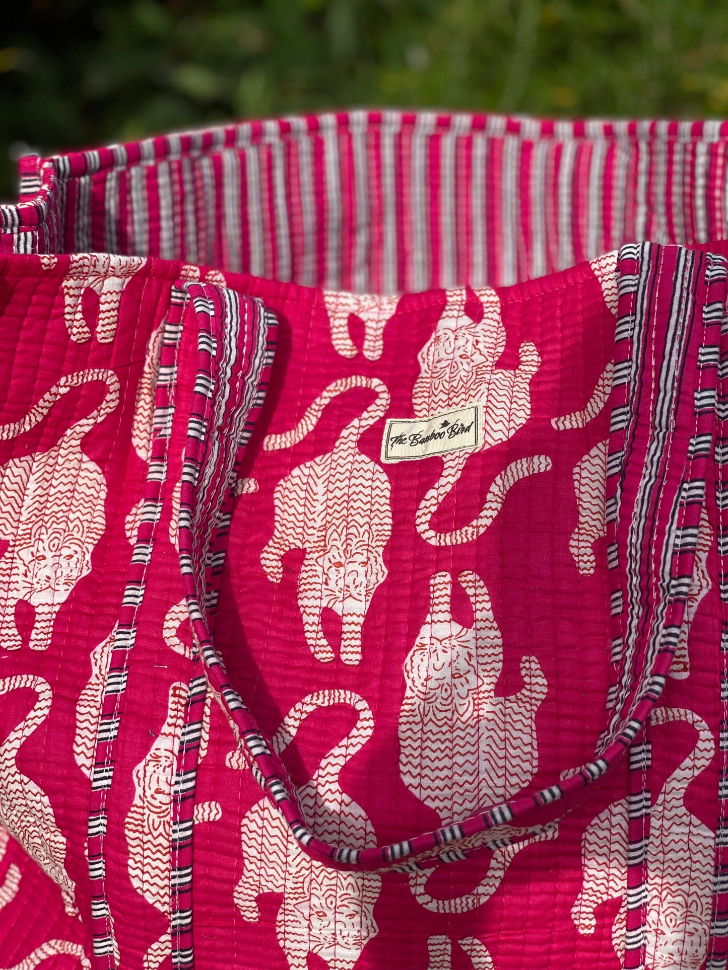 Pink Tiger Quilted Tote Bag