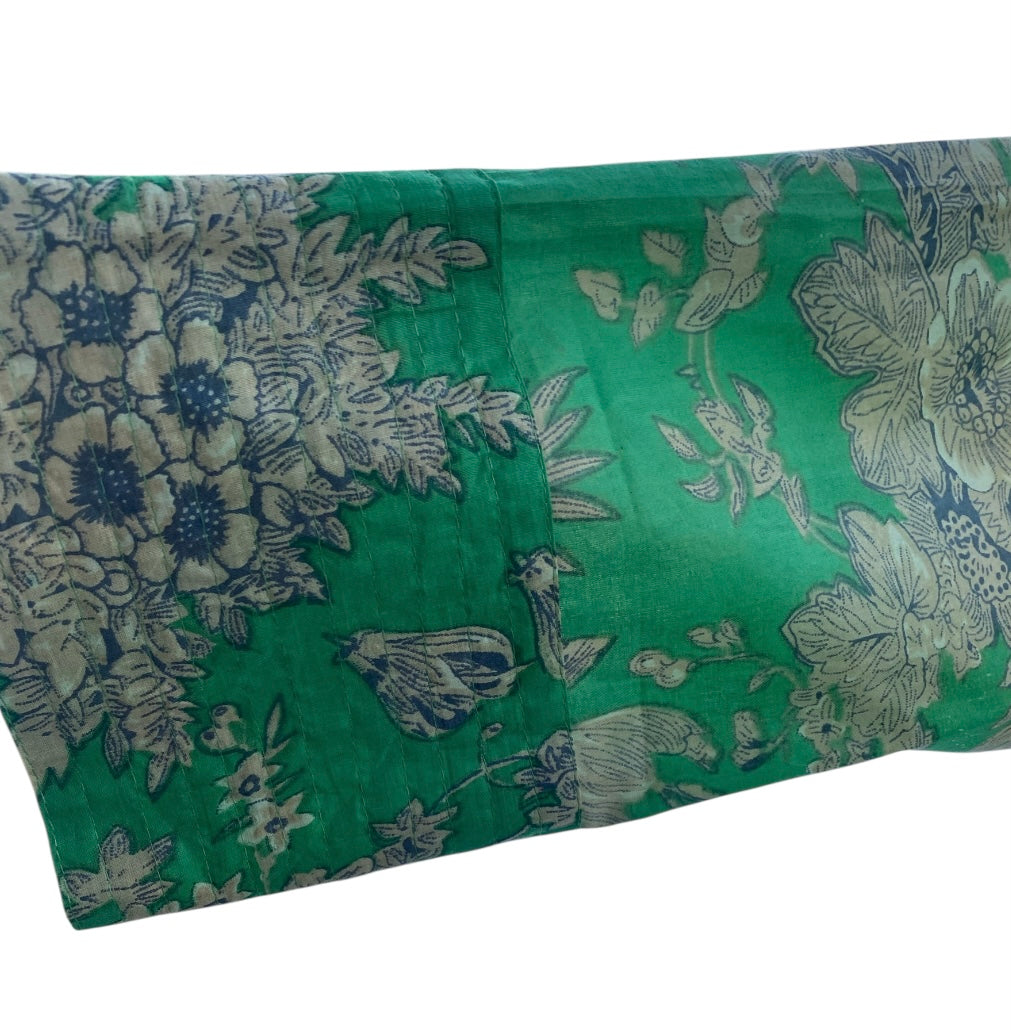 Emerald Green Kimono Jacket with Cream Flowers