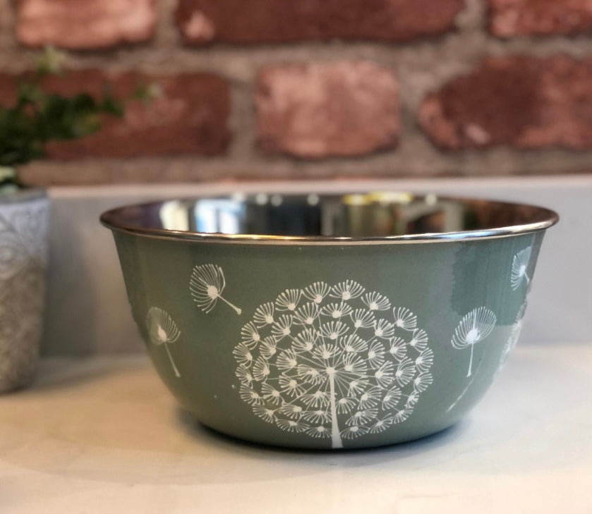 Stainless Steel and Enamel Dandelion Bowl from Kashmir
