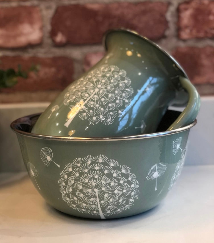 Stainless Steel and Enamel Dandelion Bowl from Kashmir