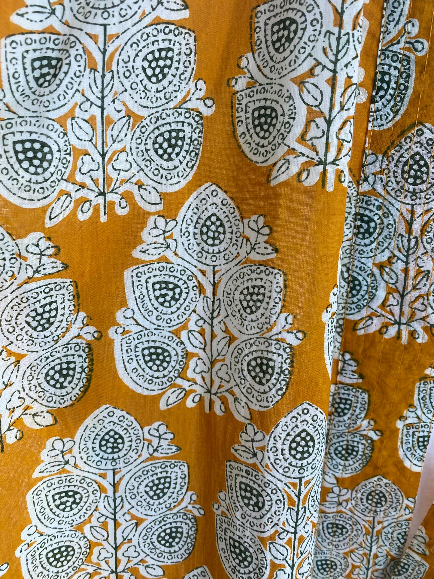 Mustard Yellow Block Print Kimono Jacket