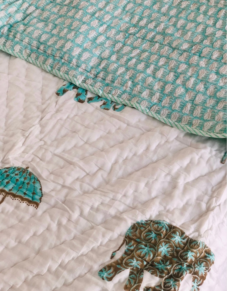 Elephant Block Print Quilt