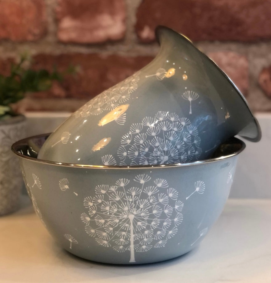 Stainless Steel and Enamel Dandelion Bowl from Kashmir