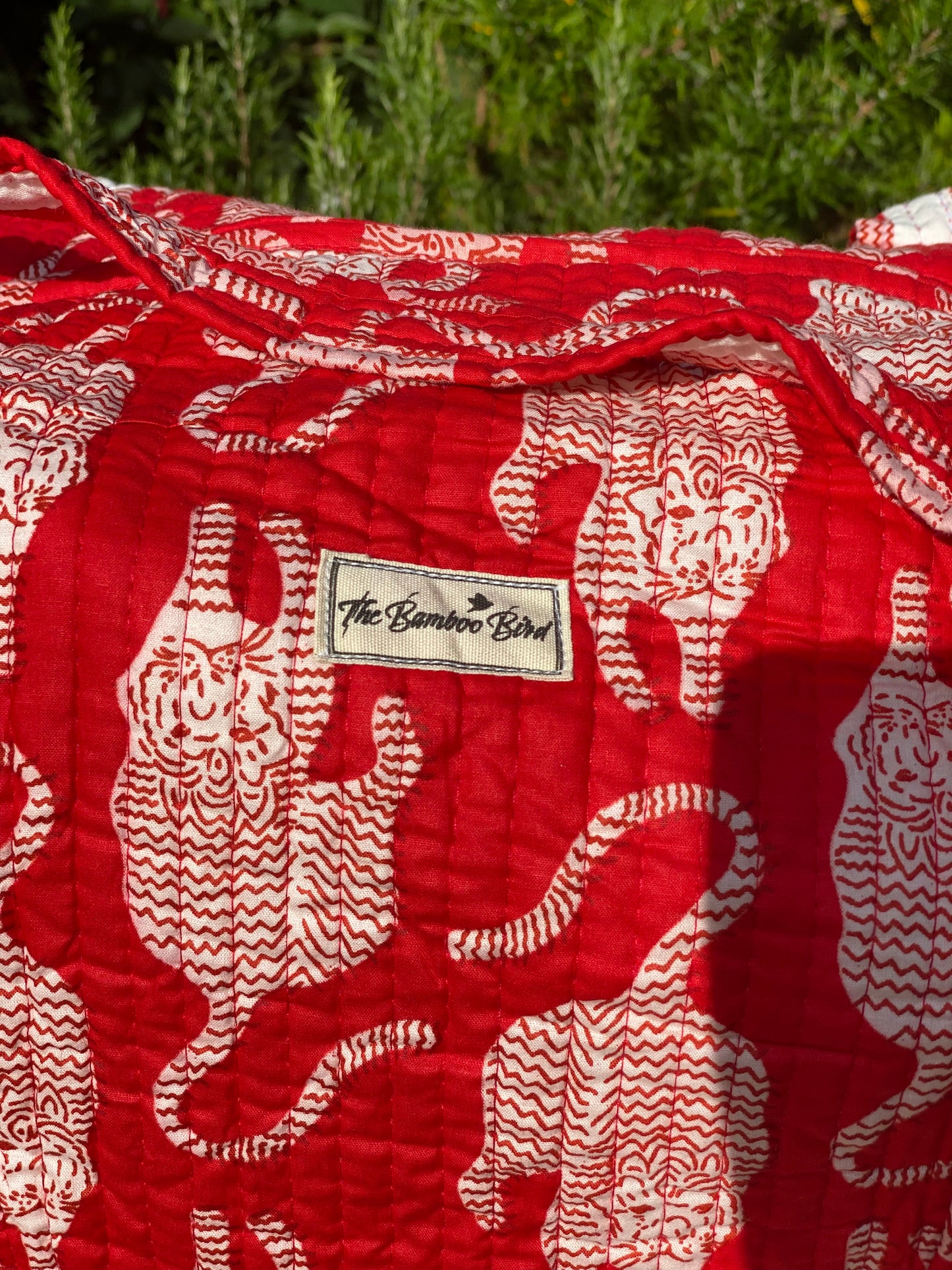 Red Tiger Quilted Weekend Duffel Bag - Stylish Travel Bag | The Bamboo Bird