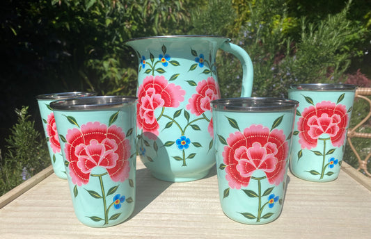 Jug and Tumbler Set from Kashmir - The Bamboo Bird