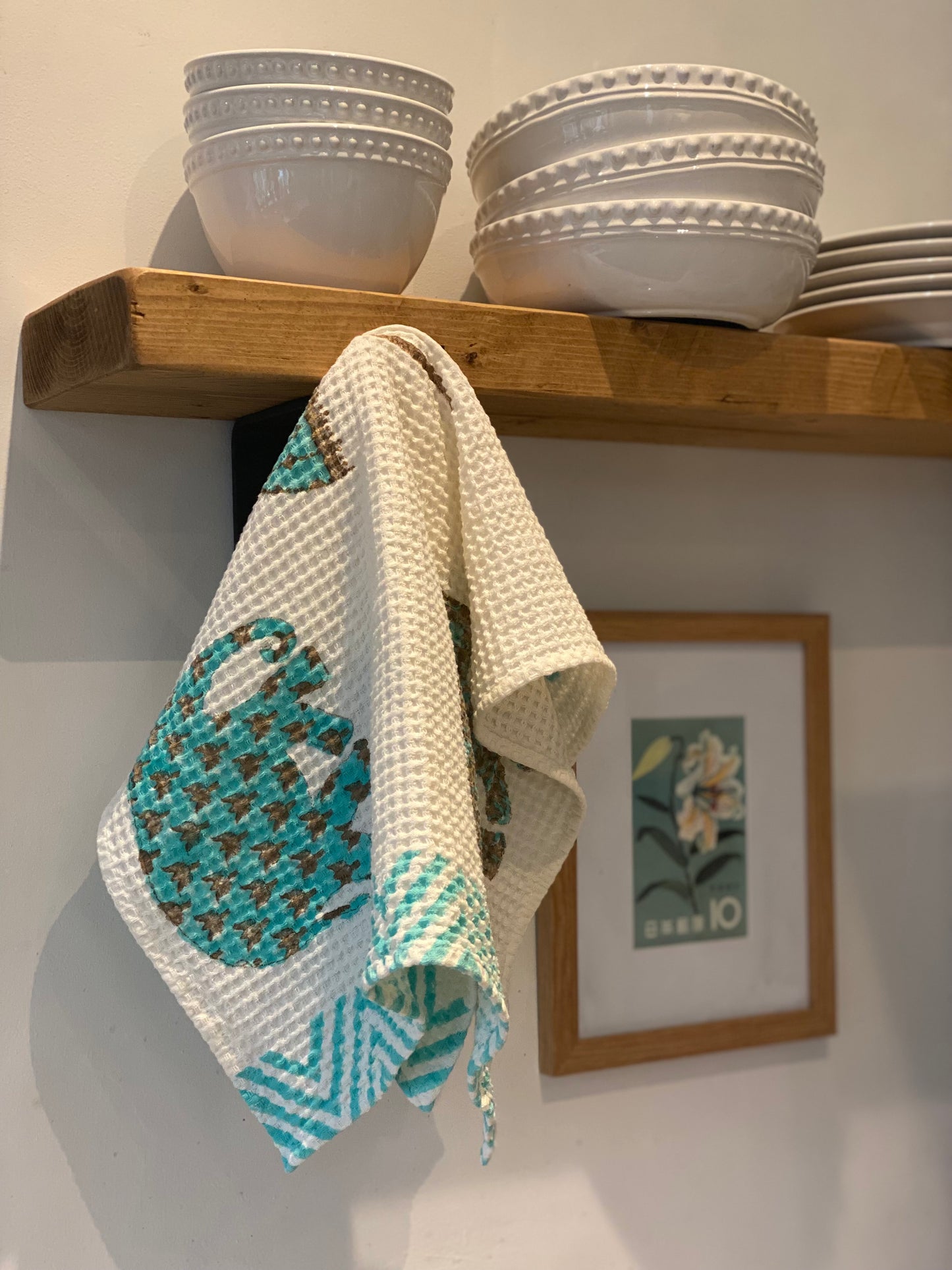 Indian Block Print Hand or Tea Towel - The Bamboo Bird