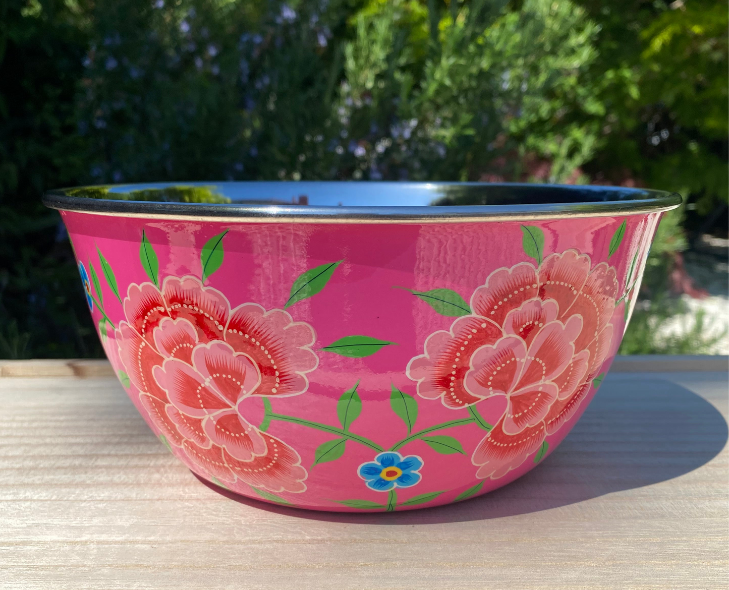 Stainless Steel and Enamel Bowl from Kashmir