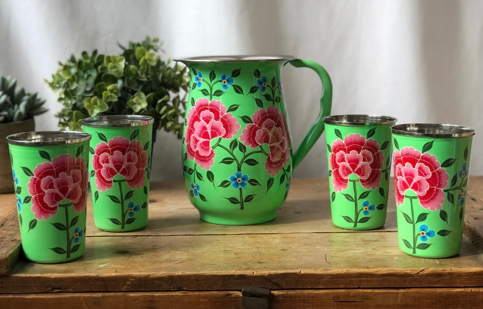 Jug and Tumbler Set from Kashmir - The Bamboo Bird