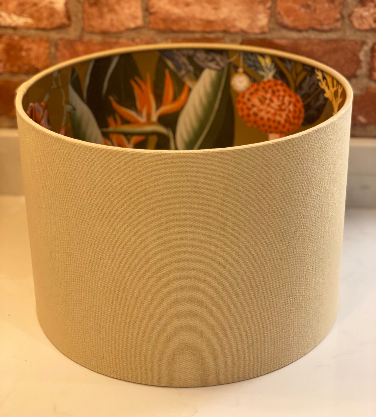Natural Sand Lampshade with Gold Tropical Lining