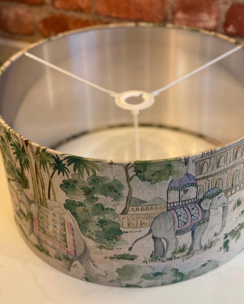 Indian Elephant Lampshade – Silver Lined