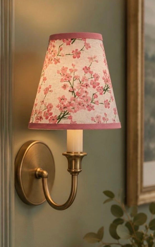 Cherry Blossom Clip-on Lampshade | Pink Floral Wall Light Shade