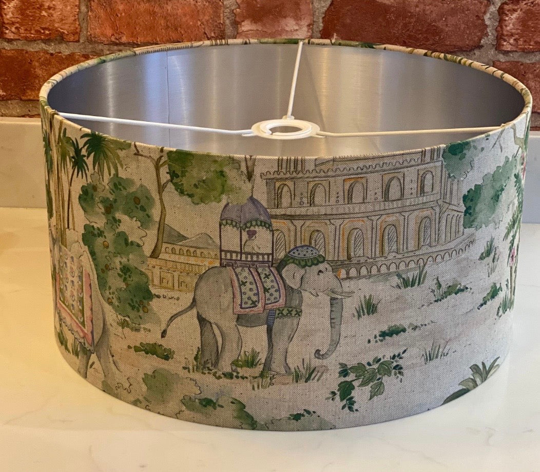 Indian Elephant Lampshade – Silver Lined