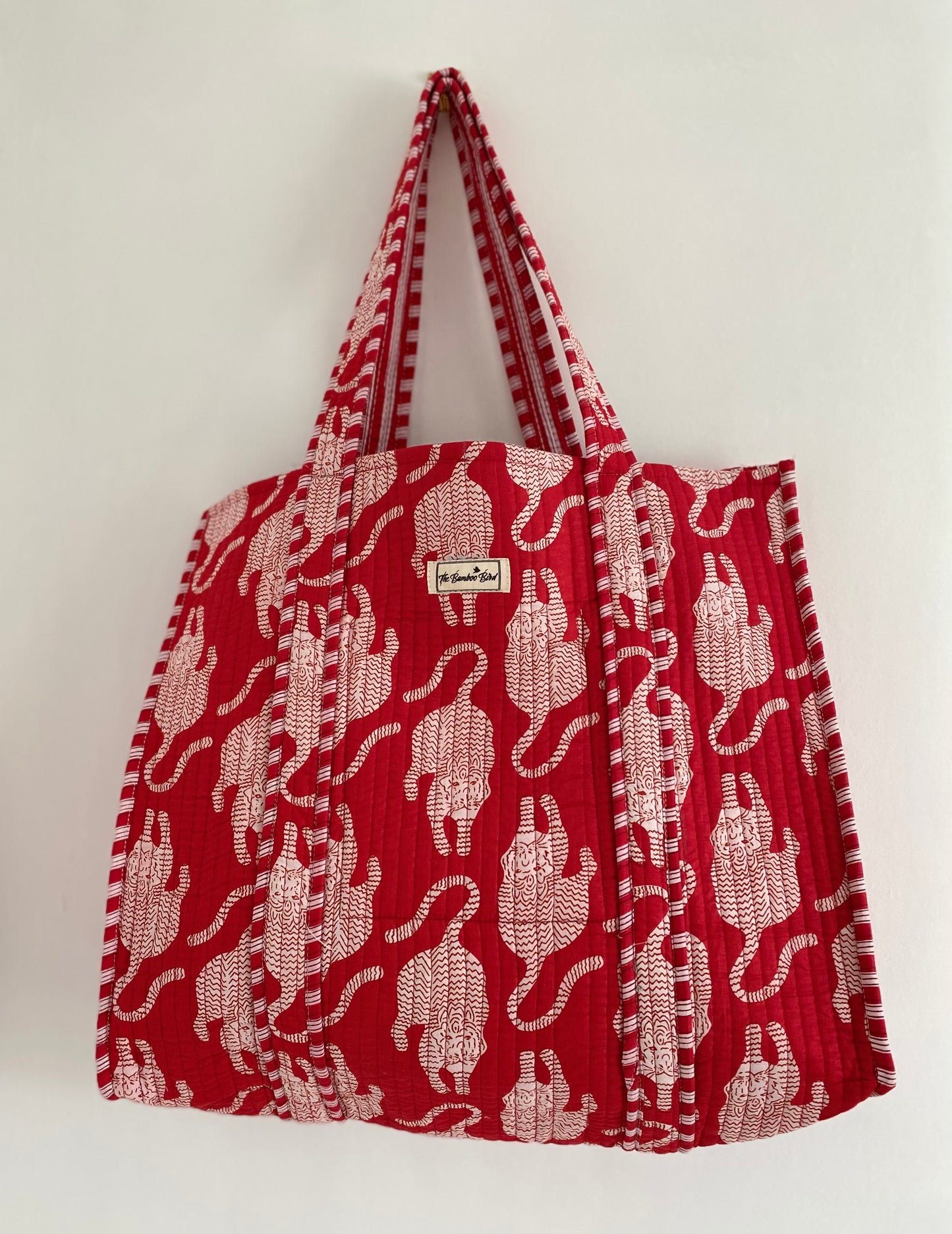 Red Tiger Quilted Tote Bag