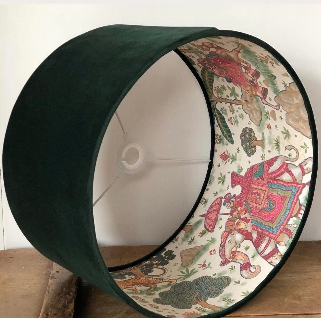 Green Velvet Indian Elephant Lampshade