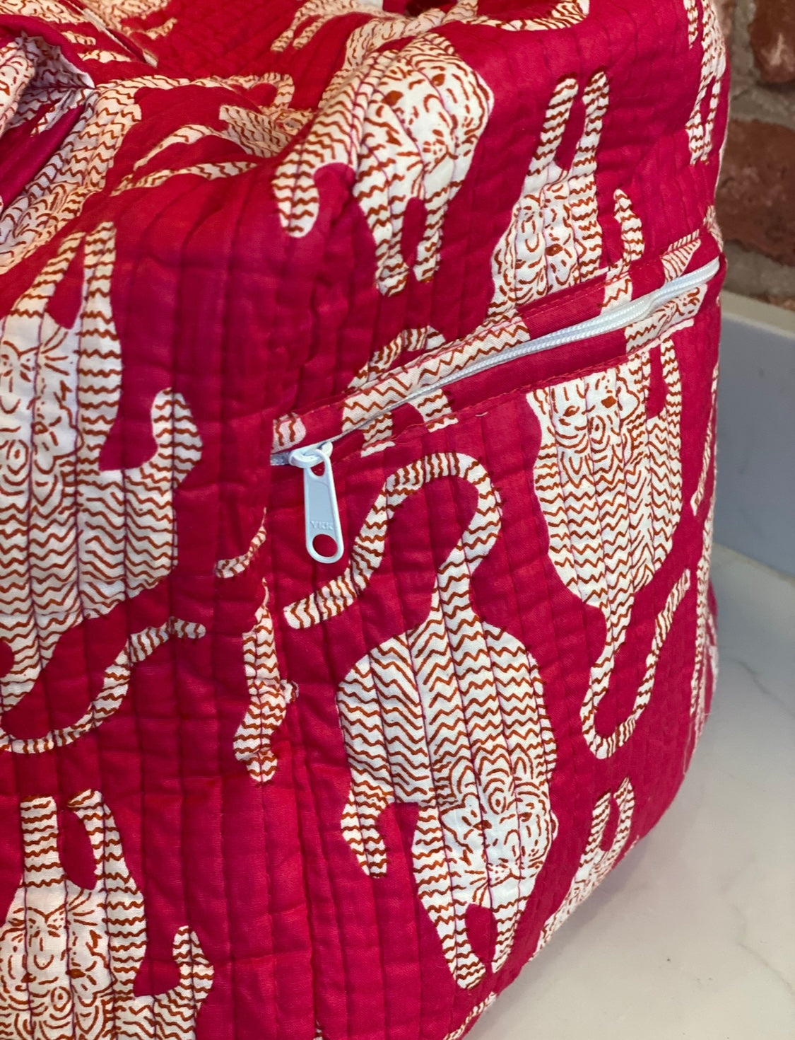 Bright Pink Tiger Quilted Weekend Duffel Bag - Stylish Travel Bag | The Bamboo Bird