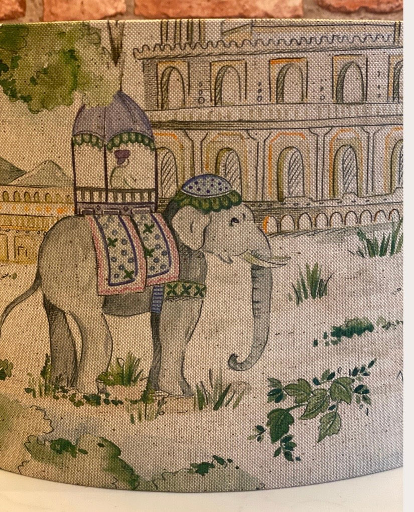 Indian Elephant Lampshade – Silver Lined