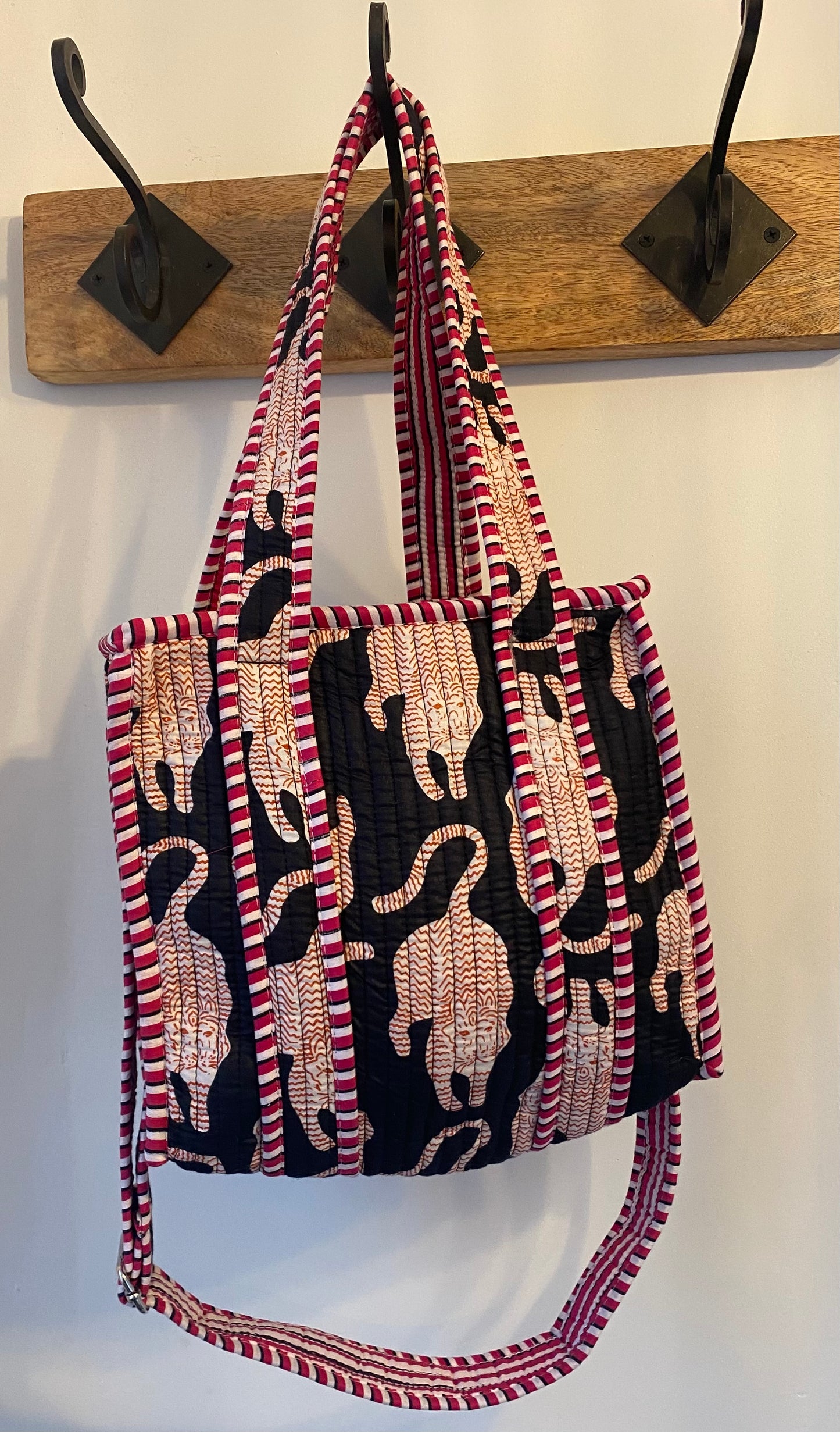 Mini Tote Bag -  Black Tiger Print