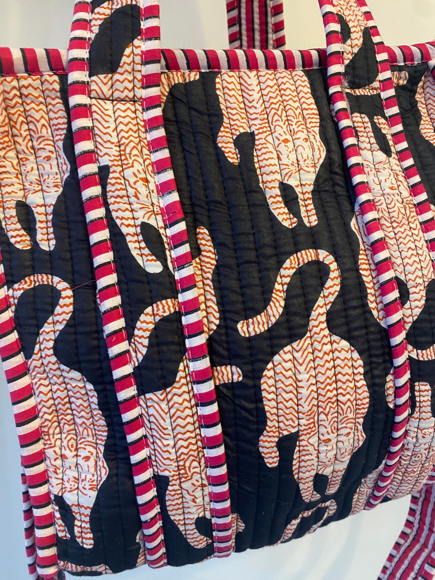 Mini Tote Bag -  Black Tiger Print