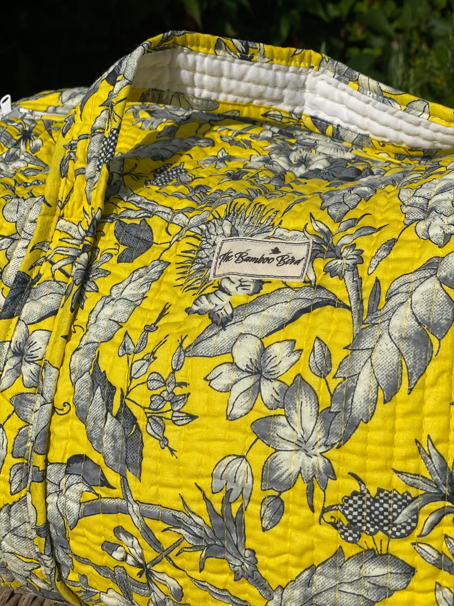 Yellow Floral Quilted Weekend Duffel Bag - Stylish Travel Bag | The Bamboo Bird