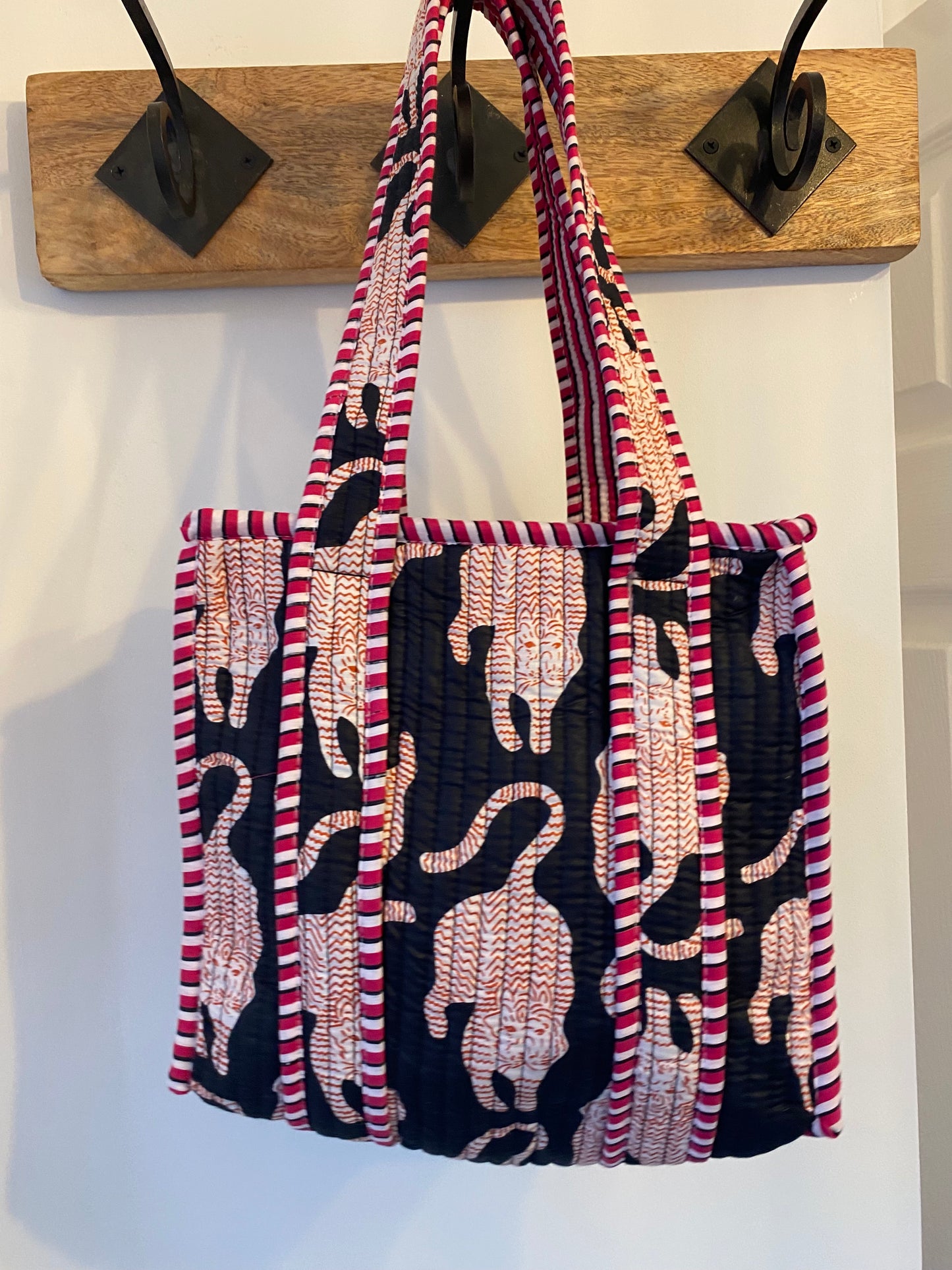 Mini Tote Bag -  Black Tiger Print