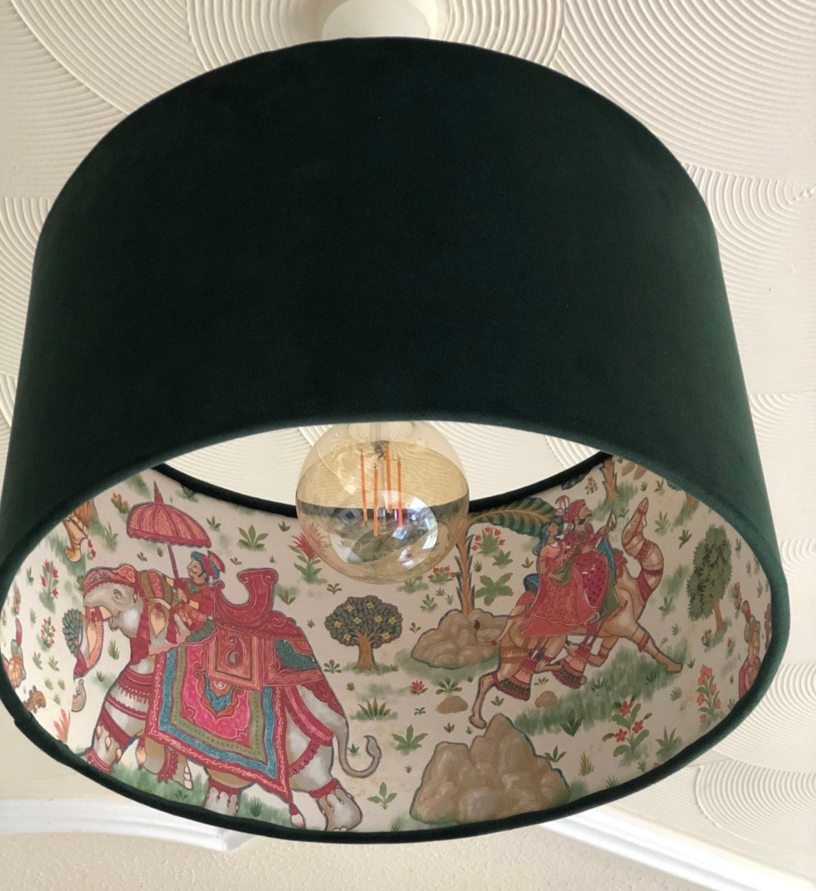 Green Velvet Indian Elephant Lampshade