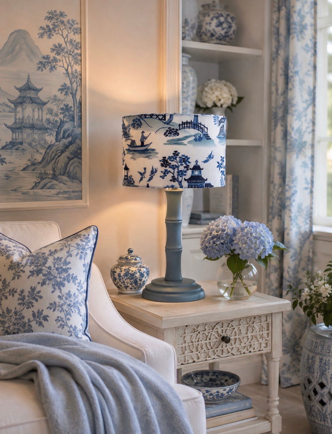 Blue and White Chinoiserie Lampshade