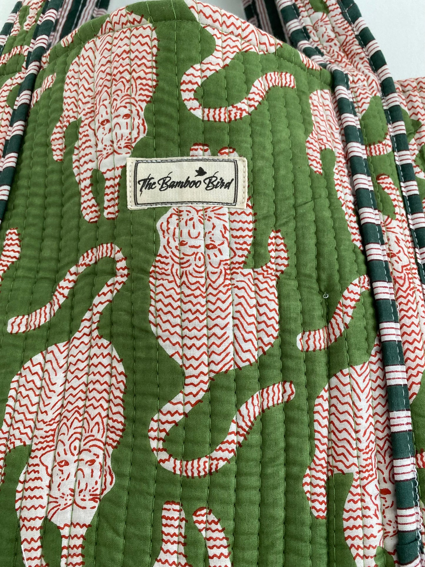 Green Tiger Quilted Tote Bag