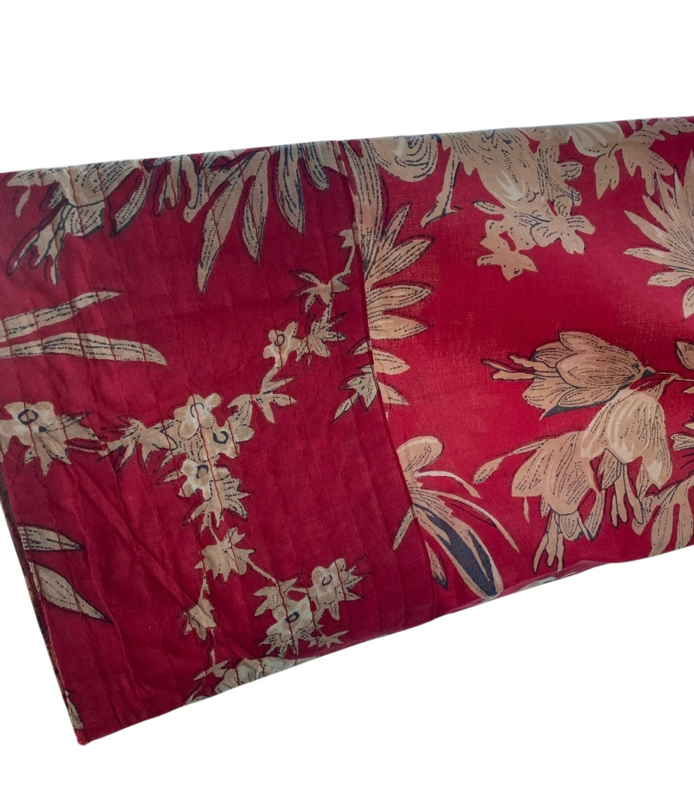 Red Kimono Jacket with Cream Flowers