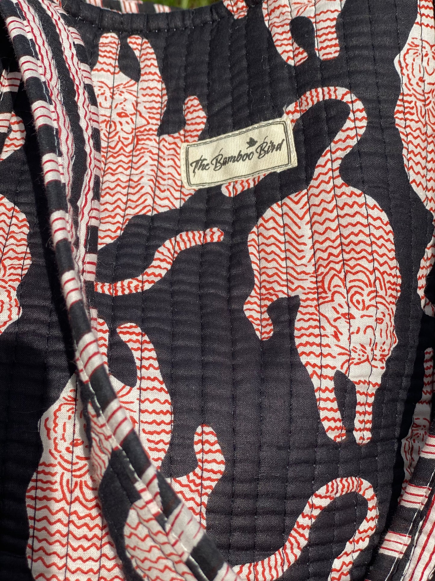 Black Tiger Quilted Tote Bag