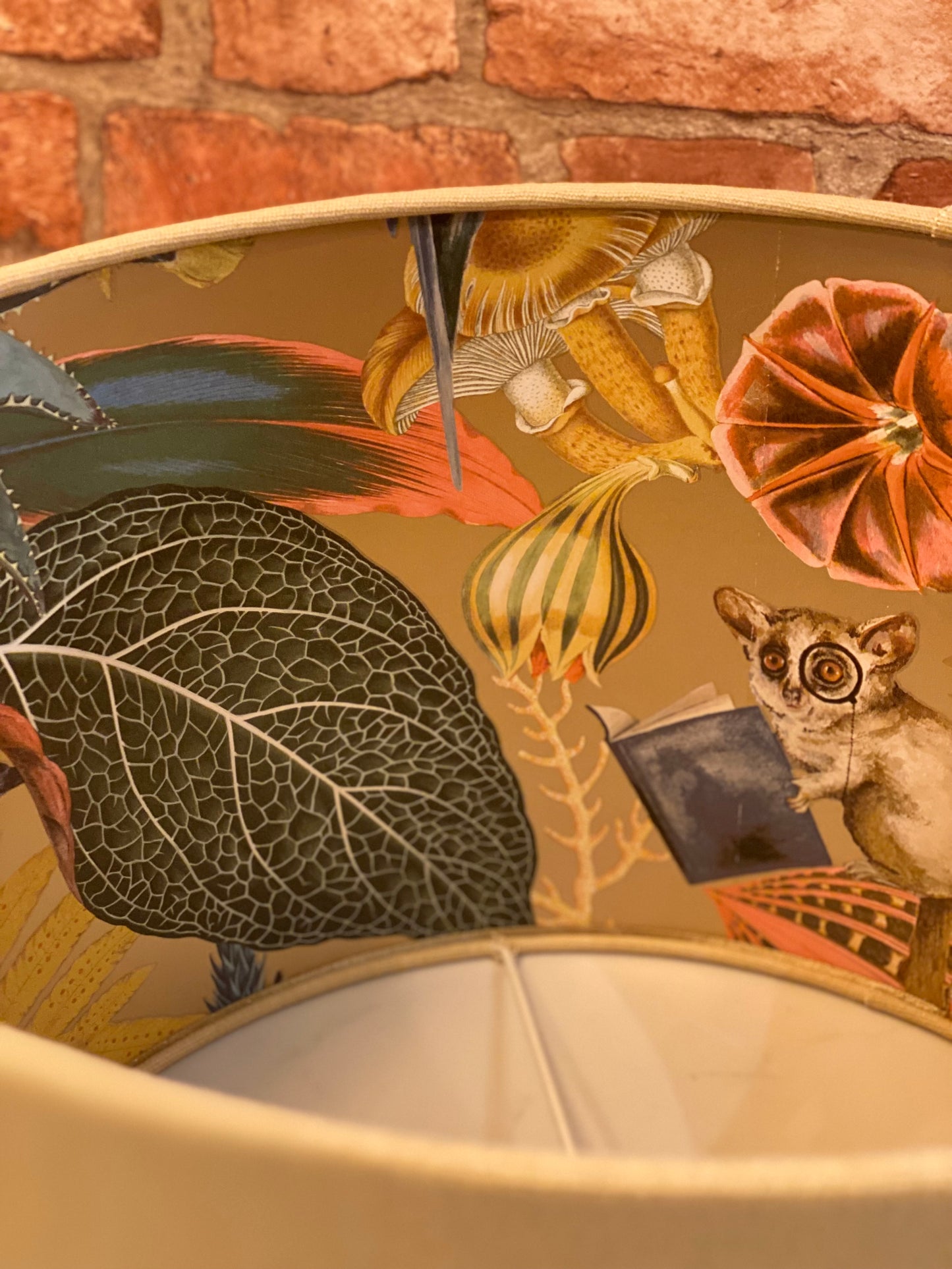 Natural Sand Lampshade with Gold Tropical Lining