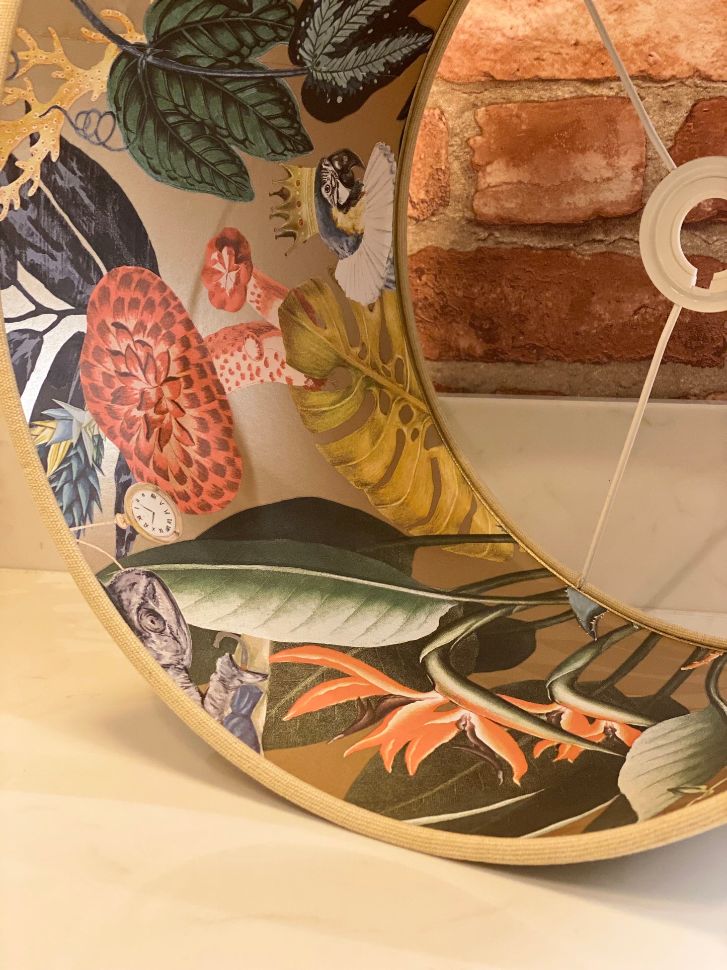 Natural Sand Lampshade with Gold Tropical Lining