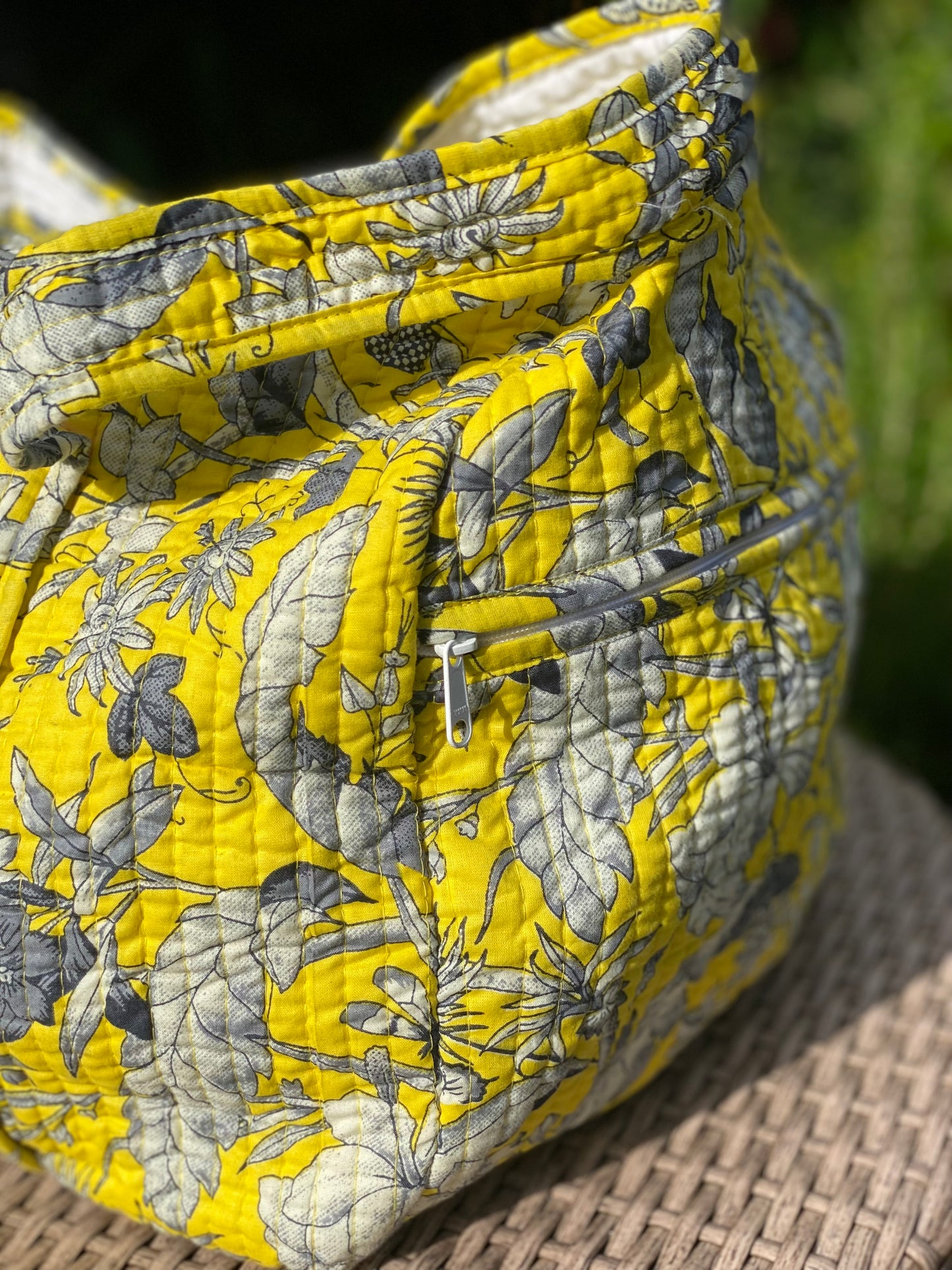 Yellow Floral Quilted Weekend Duffel Bag - Stylish Travel Bag | The Bamboo Bird