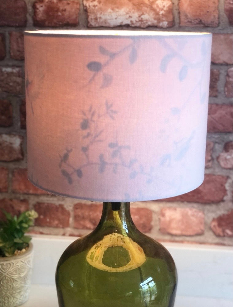 Pale Pink Lampshade with Gold Chinoiserie Bird Lining