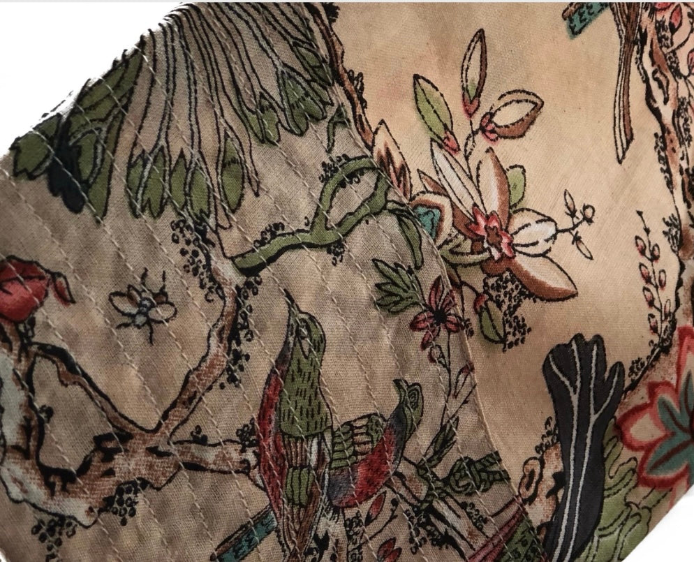 Pale Pink Chinoiserie Kimono Jacket with Birds and Flowers