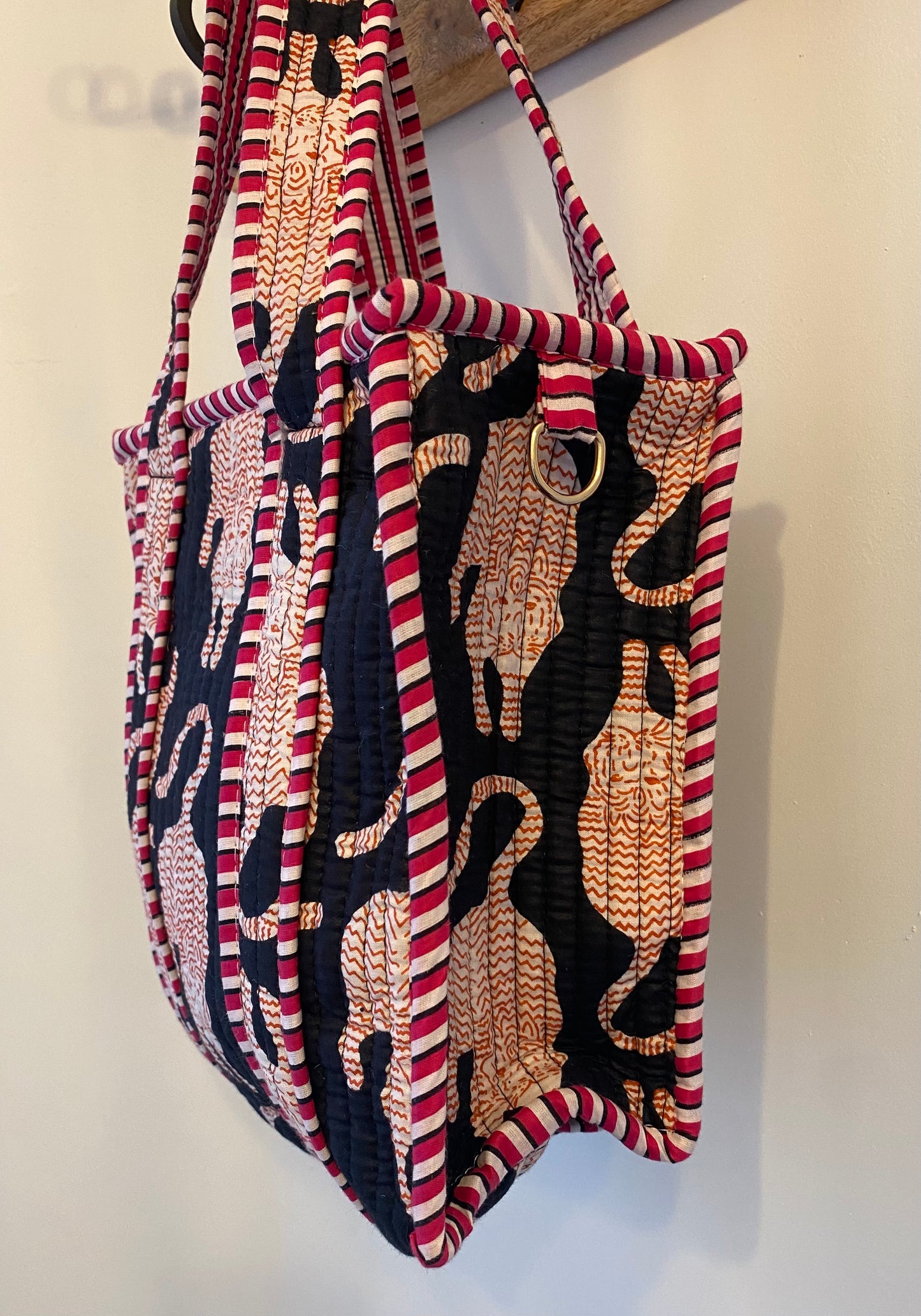 Mini Tote Bag -  Black Tiger Print