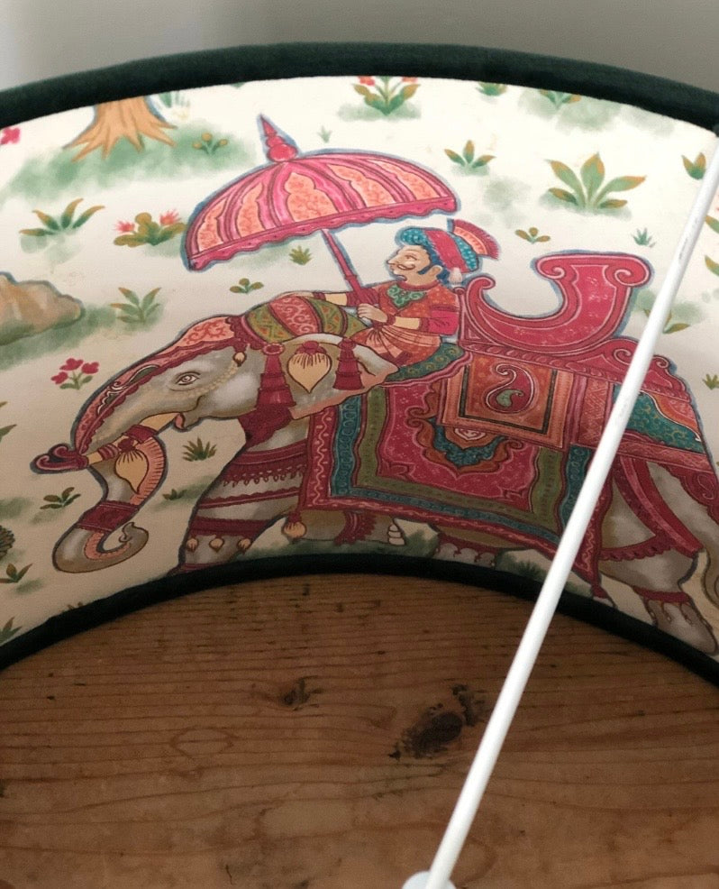 Green Velvet Indian Elephant Lampshade