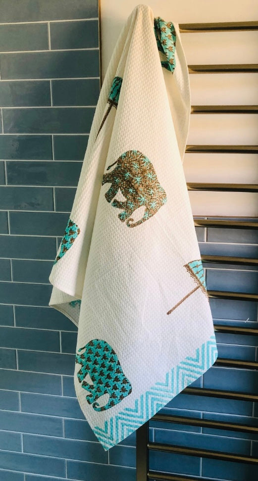 Indian Block Print Beach Towel - The Bamboo Bird