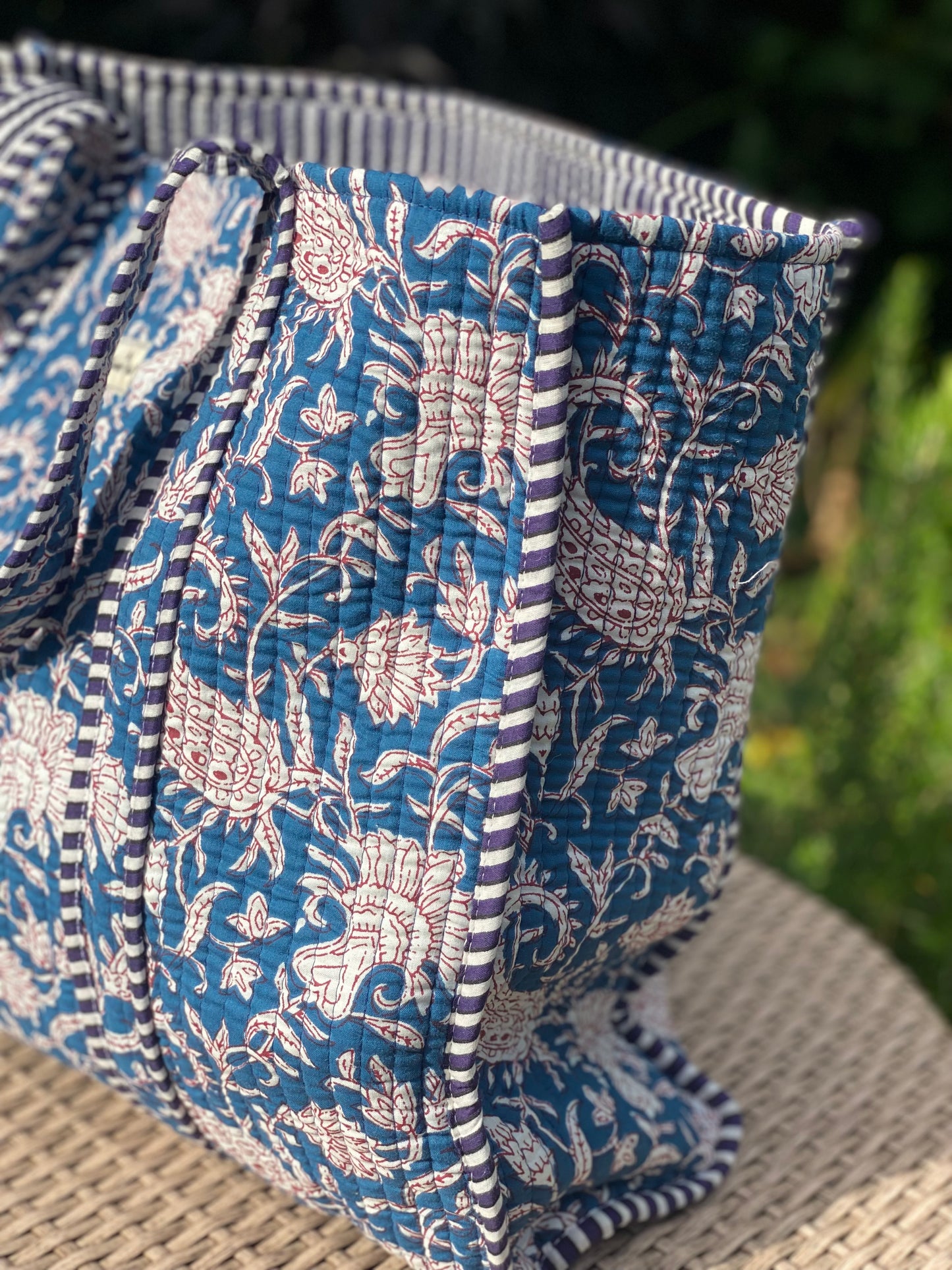Blue Paisley Quilted Tote Bag