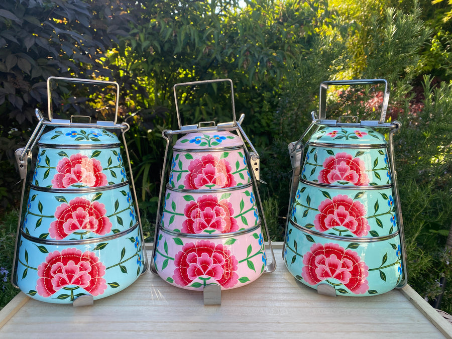 Hand-painted Tiffin Floral Lunchbox