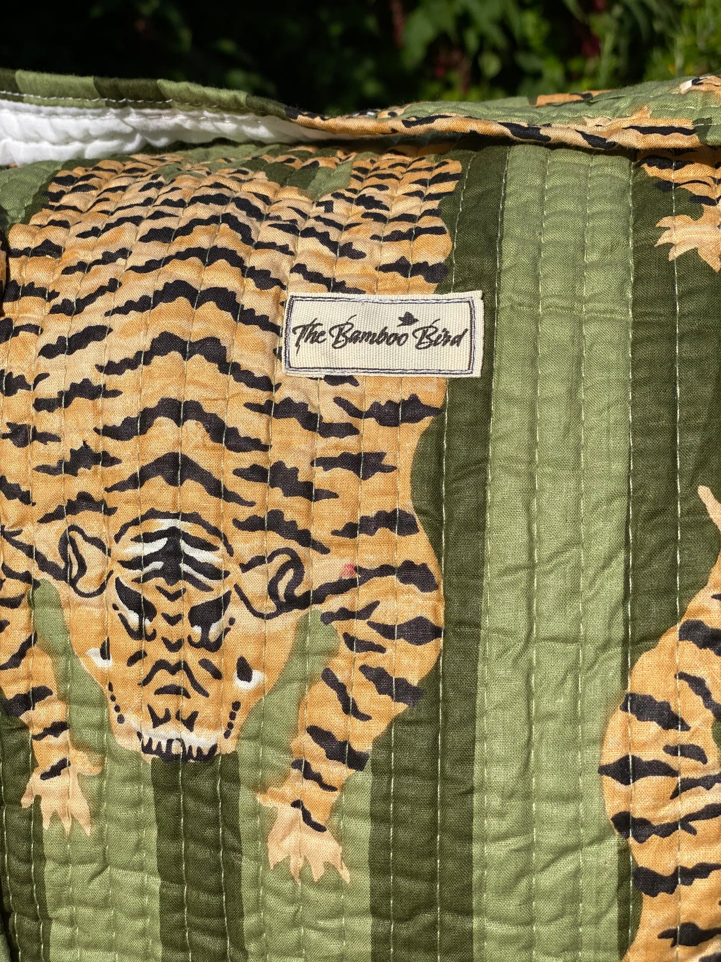 Green Tiger Quilted Weekend Duffel Bag - Stylish Travel Bag | The Bamboo Bird