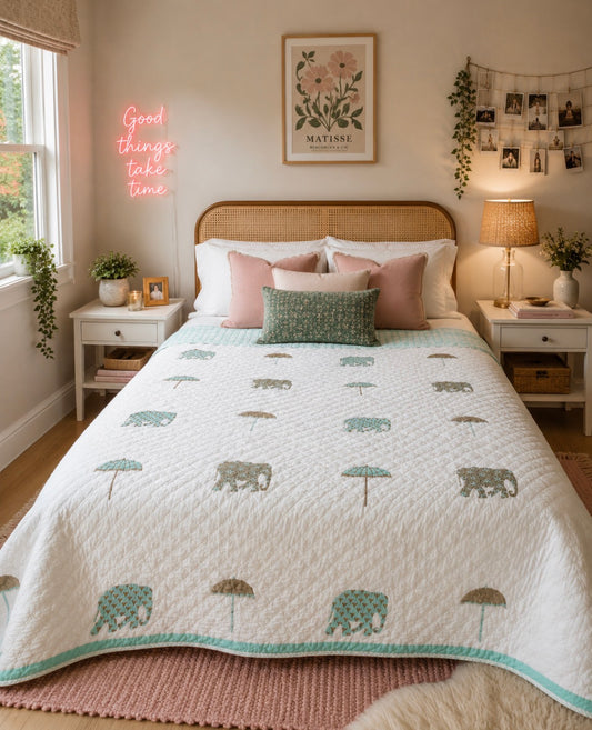Elephant Block Print Quilt